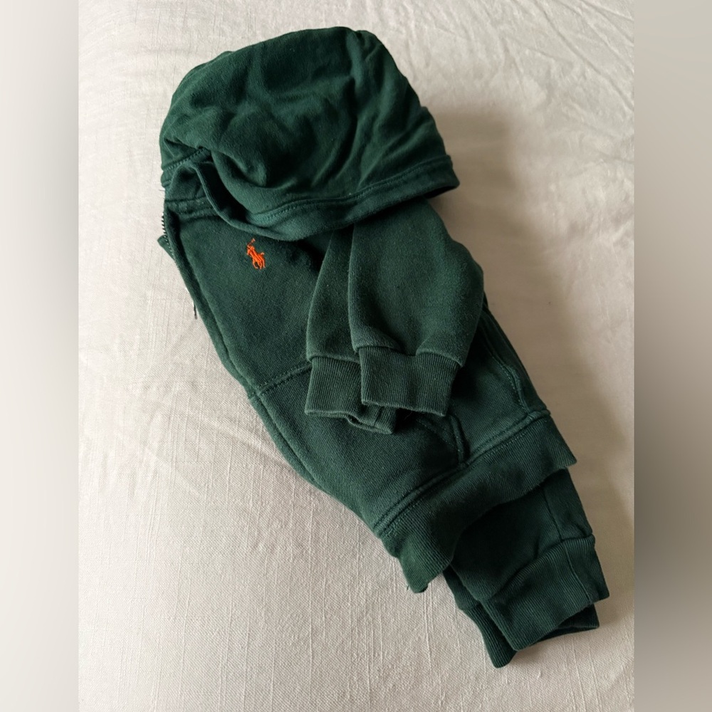 Ralph Lauren Polo Baby Sweat Pant Shirt Set Forest Green Joggers Size 12 Months